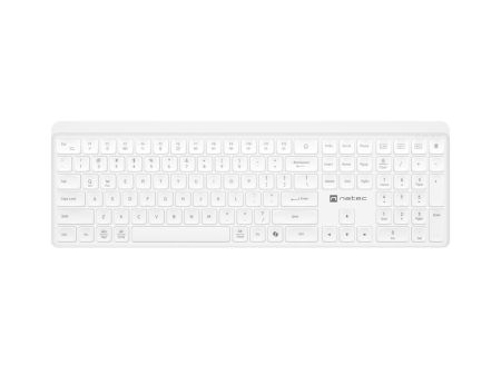 Клавиатура Natec Wireless Keyboard Tang US, BT+2.4GHz, Silent, Slim, White