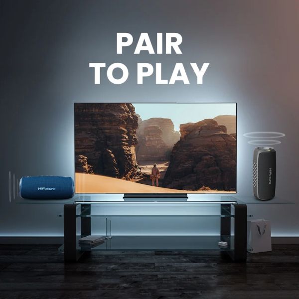 Тонколони HiFuture Gravity Black, 2-Way Speaker System, 30W*1+15W*1, IPX7 Waterproof, Up to 10 Hours Playtime, Bluetooth 5.3, Pair to Play (TWS Mode)