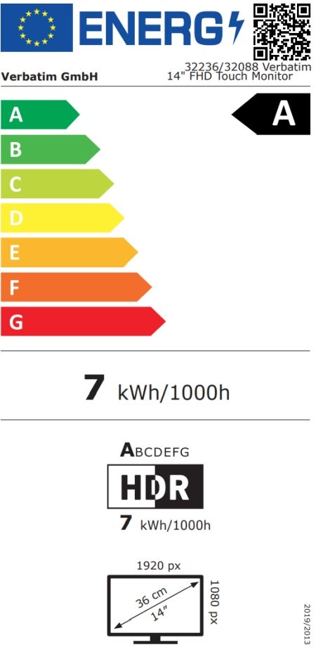 Монитор Verbatim Portable 14" FHD Touch Monitor LIGHT with Wireless Power Supply incl. Power Bank 5000mAh