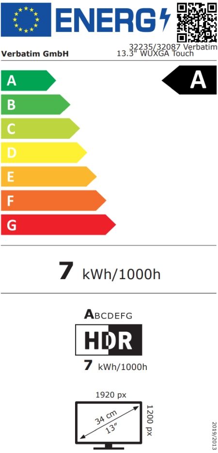 Монитор Verbatim Portable 13.3"  WUXGA Touch Monitor ALU with Wireless Power Supply incl. Power Bank 5000mAh