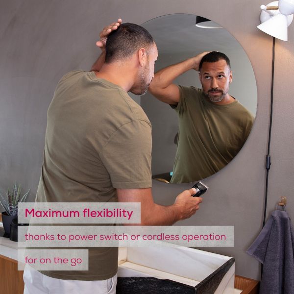 Машинка за подстригване Beurer MN5X hair clipper, 7 Attachments, 6 adjustable cutting lengths and 4-stage fine adjustment, LED display with battery display, Battery and mains operation, travel lock display and charge display, storage bag