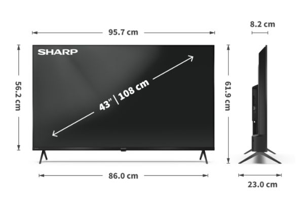 Телевизор Sharp 43HL4265E, 43" Google TV, 4K Ultra HD  3840x2160 Frameless, 1 000 000:1, AQUOS, DVB-T/T2/C/S/S2, Active Motion 1000, HDR10, Dolby Atmos, Dolby Vision, Google Assistant, Google Cast, HDMI 2.1 with eARC, 3.5mm Headphone jack / line-out, USB,
