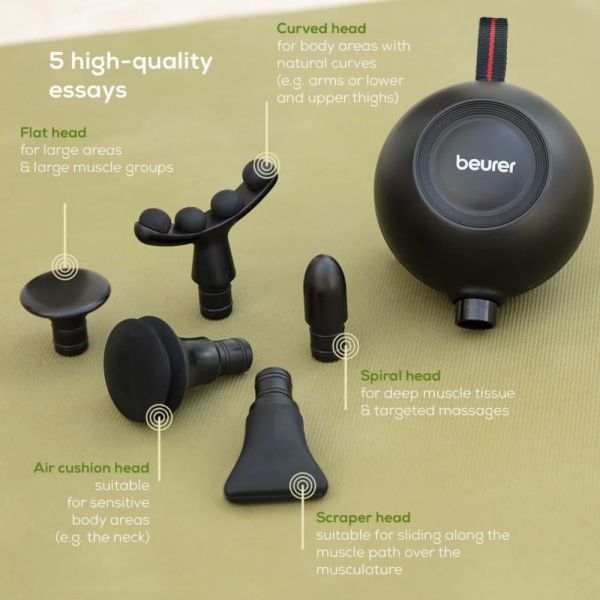 Масажор Beurer MG 101 SensorBoost, Integrated pressure sensor, Ergonomically shaped, 5 massage attachments, 5 intensity levels, Lithium-ion battery, black