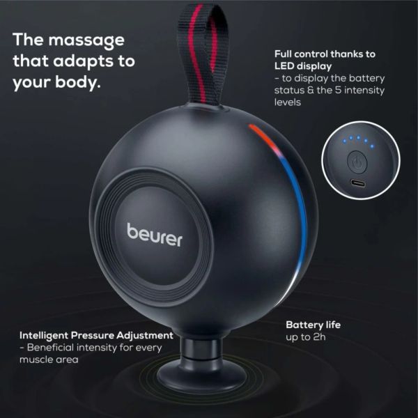 Масажор Beurer MG 101 SensorBoost, Integrated pressure sensor, Ergonomically shaped, 5 massage attachments, 5 intensity levels, Lithium-ion battery, black