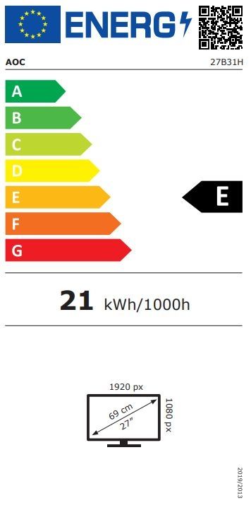 Монитор AOC 27B31H, 27" IPS WLED, 1920x1080@120Hz, 4ms GtG, 1ms MPRT, 300cd m/2, 1500:1, 20M:1 DCR, Adaptive Sync, FlickerFree, Anti Blue Light, Tilt, D-SUB, HDMI
