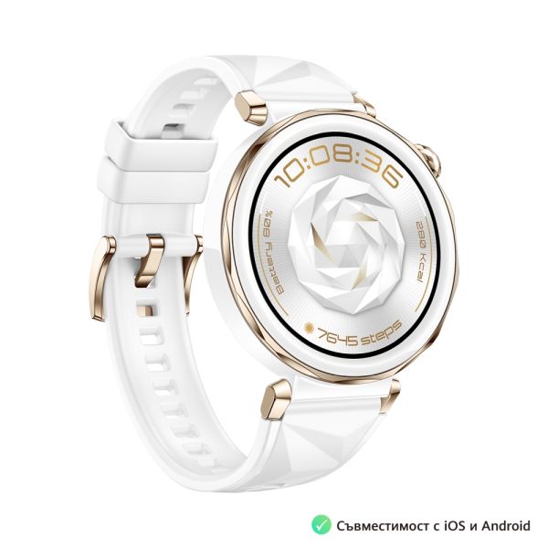 Часовник Huawei Watch GT5 Pro Jana-B29F, 1.32" Amoled 466x466, PPI 352, BT5.2, BLE/BR/EDR, 323mAh, TruSense System, ECG analysis, Battery life up to 7 days, Compatible with iOS and Android devices, White Fluoroelastomer + Huawei FreeBuds SE 3 ULC-CT020 Bl