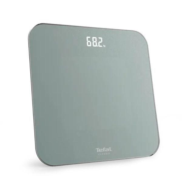 Везна Tefal PP1903V0 Classic 3 Euclyptus Metal, glass platform (31x31cm, 5mm), 180Kg / 100g, display (75x25), back light display, 3 x AAA battery included