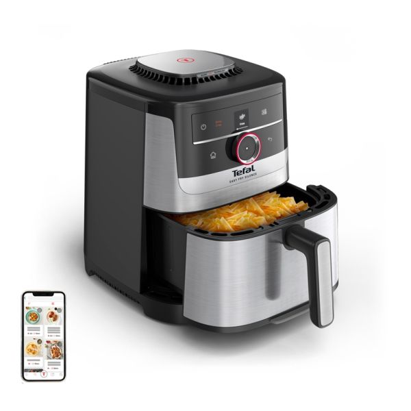 Уред за здравословно готвене Tefal EY572DE1 Easy Fry XL SMART & SILENCE, stainless steel, 5L (1.2kg, 6 portions), 1550W, dual zones, detachable front, 8 automatic programs