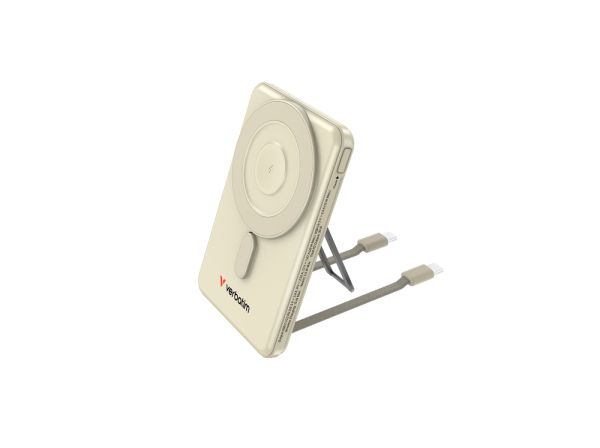 Външна батерия Verbatim Charge 'n' Go 2C Power Bank Magnetic Wireless 5000mAh with 2 USB-C Cables & Stand Gold