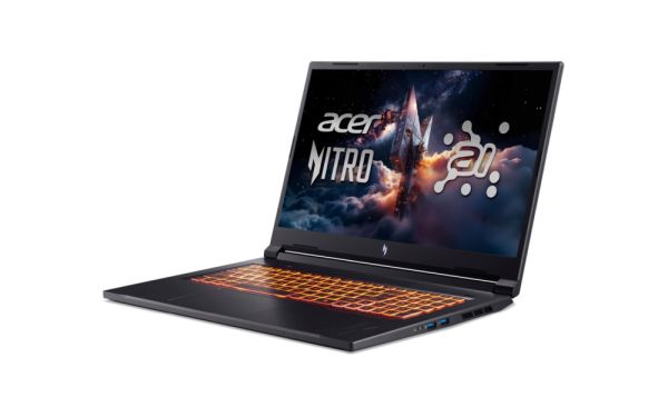 Лаптоп Acer Nitro V17, NG-ANV17-41-R14D, AMD Ryzen R7 260 ( up to 5.1GHz, 16MB), 17.3" FHD(1920x1080)IPS 144Hz, 1*16GB DDR5, 1024GB, NVIDIA GeForce RTX 4050 6GB GDDR6, Wi-Fi AX, BT, Win 11 Home, Black+Acer 15.6" Nitro Gaming Backpack Black/Red