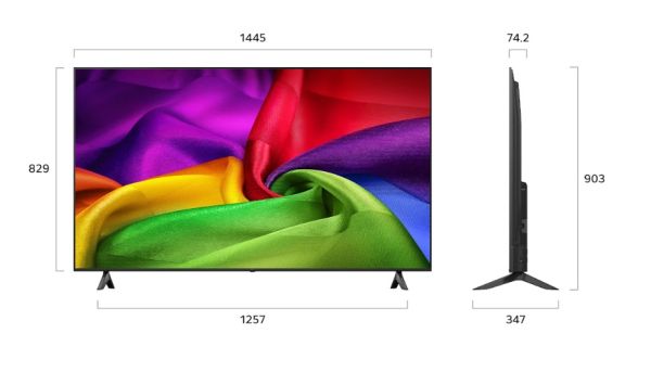Телевизор LG 65NU800B3LA, 65" 4K HDR UHD, 3840x2160, DVB-T2/C/S2, AI Alpha 7, HDR 10, webOS 26, ThinQ AI, VRR, ALLM, HGiG, WiFi, Clear Voice, 4K Super Upscaling, Bluetooth 5.3, Hdmi e-ARC , CI, LAN, AirPlay2, AI Sound Pro, Google Cast, 2 Pole stand, Black