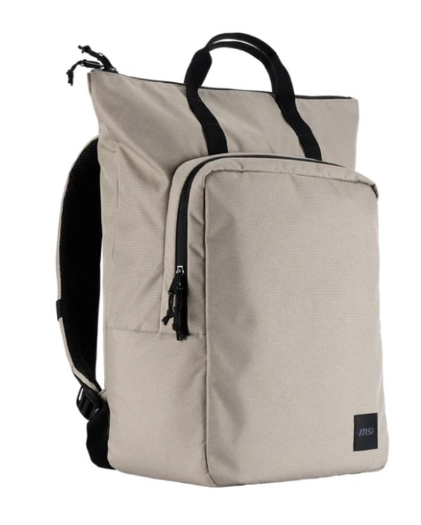 Раница MSI Venture Backpack, For up to 16 inch laptops, Front zipper storage bag, Water-repellent and wear-resistant, Moisture - bacteria proof, Environmentally certification, Desert beige grey, 46 x 40 x 15cm , easily accommodating laptops under 16 inche