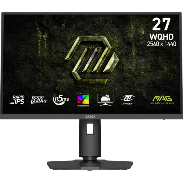 Монитор MSI MAG 274QPF X32 Gaming Monitor, 27", 0.5ms, 320Hz Rapid IPS, 2560x1440, G-SYNC, AMD FreeSync Premium, AI Vision, Console Mode, HDR400, 300nits AG, 1.07B, 1000:1, 100M:1, DP(1.4a), 2xHDMI(2.1), Headphone out, Pivot, Heigh Adj., VESA 100, Black, 