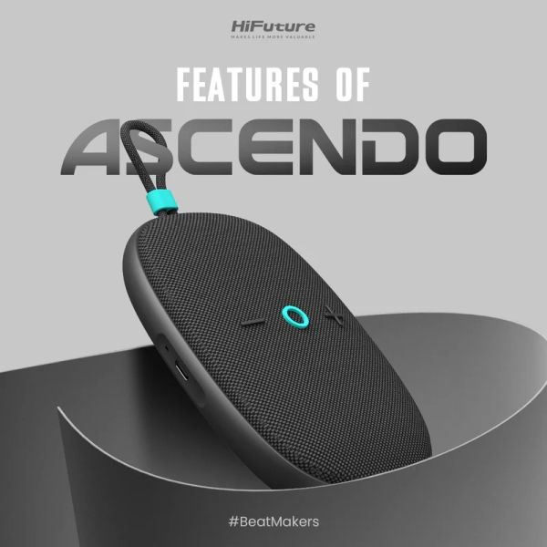 Тонколони HiFuture ASCENDO Black, Bluetooth 5.3, IPX7 Waterproof, 20W Output, Pair to Play (TWS Mode), Up to 15 Hours Playtime, Built in 2-in-1 Amplifier