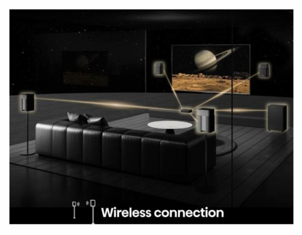 Аудио система Hisense HT Saturn, 4.1.2Ch Sound Bar with Wireless Subwoofer, 720W, Dolby Atmos, Tuned by Devialet , DTS:X,Quad Satellite Speakers , Black