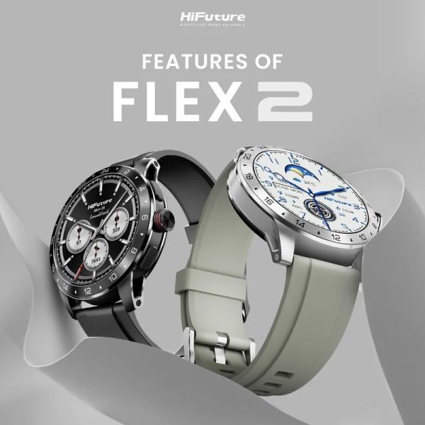 Часовник HiFuture Flex 2 Black, 1.39" FHD, 360?360, Bluetooth Call, IP68 Waterproof, 24/7 True Heart Rate & Blood Oxygen Sensor, Up to 10 days daily use, 100+ Sports Mode