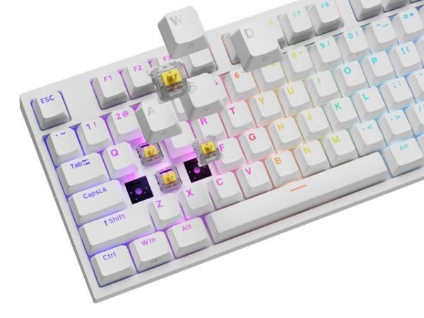 Клавиатура Genesis Mechanical Gaming Keyboard Thor 404 White RGB Backlight Gateron Yellow Pro, US Layout