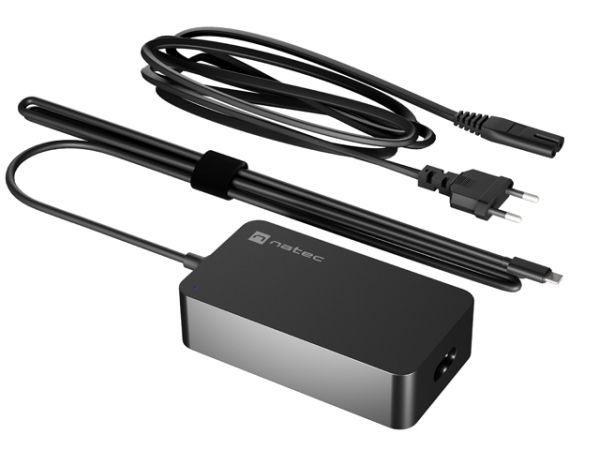 Адаптер Natec Natec Laptop Charger Grayling GAN USB-C 65W for laptops, tablets, phones