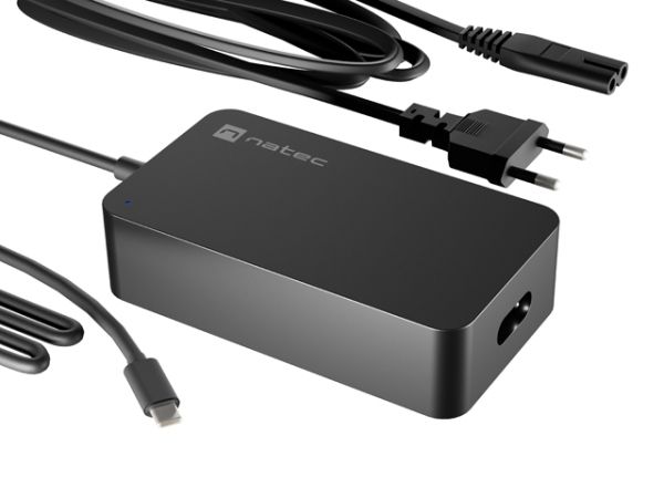 Адаптер Natec Natec Laptop Charger Grayling GAN USB-C 65W for laptops, tablets, phones