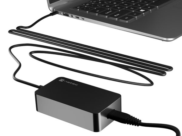 Адаптер Natec Natec Laptop Charger Grayling GAN USB-C 65W for laptops, tablets, phones