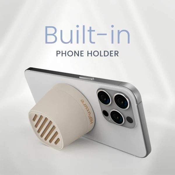 Тонколони HiFuture Mega S Latte, Bluetooth 5.4, MagSafe, 5W Output, Built-in MIC support Handsfree, Pair to Play (TWS Mode), Up to 10 Hours Playtime, Wireless Charge (7.5W-15W), Phone Holder
