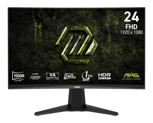 Монитор MSI MAG 245C X24 Gaming Monitor, 23.6", 1ms, 240Hz Curve 1500R VA, 1920x1080, AMD FreeSyncPremium, AI Vision, Console Mode, HDR Ready, 300nits AG, 1.07B, 3000:1, 100M:1, DP(1.2a), 2xHDMI(2.0b), Headphone out, Tilt, VESA 100, Black, 3.2kg
