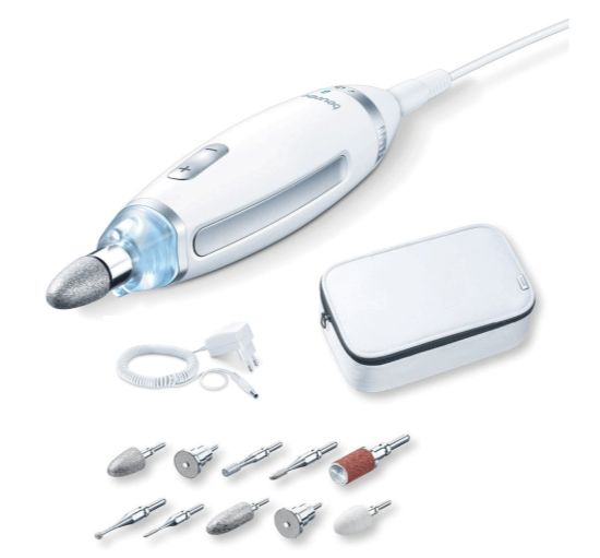 Комплект за маникюр/педикюр Beurer MP 62 Manicure / pedicure set ; 10 attachments; adjustable speed; left/right rotation; LED light; storage case