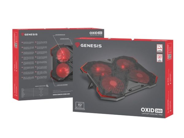 Стойка Genesis Laptop Cooling Pad Oxid 260 15.6-17.3 4 Fans, Led Light, 2 Usb