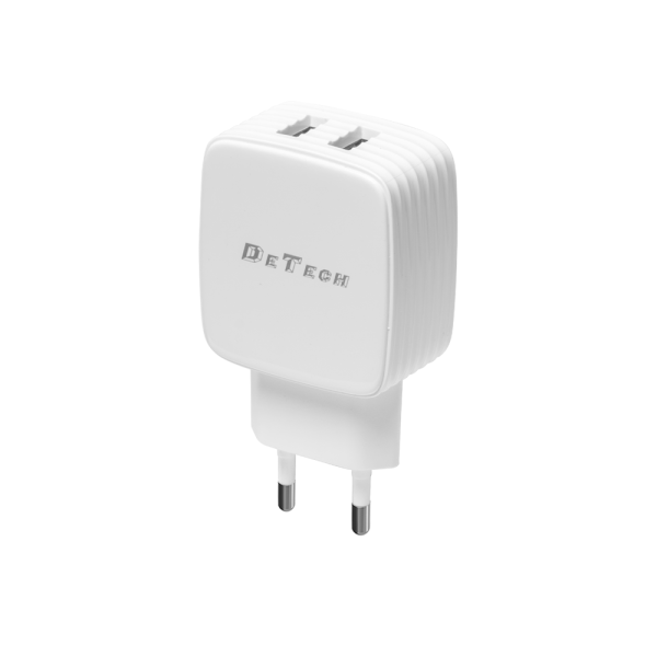 Мрежово зарядно устройство DeTech, DE-33, 5V/2.4A 220V, 2 x USB