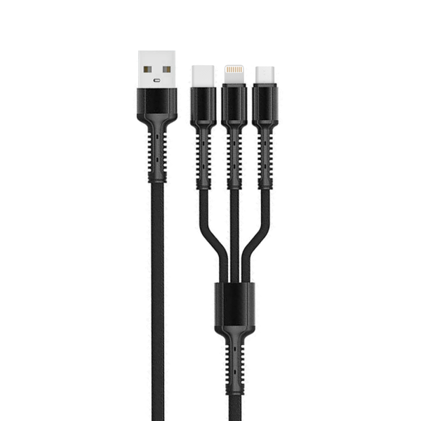 Кабел за зареждане LDNIO LC93, 3 в 1, Type-C, Micro USB, iPhone, 1.2m