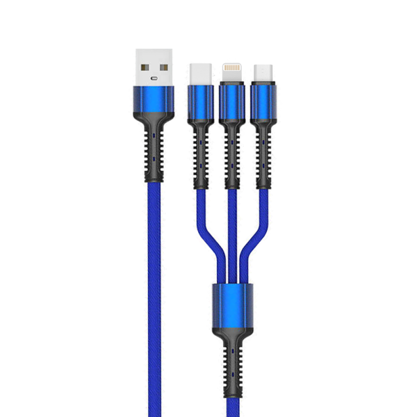 Кабел за зареждане LDNIO LC93, 3 в 1, Type-C, Micro USB, iPhone, 1.2m