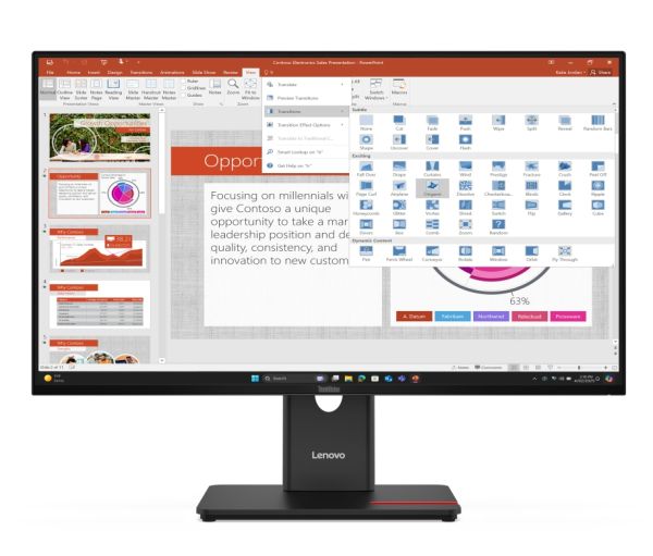 Монитор Lenovo ThinkVision T27-40 27" IPS, WLED, 1920x1080, 4ms, 48Hz - 120Hz, 300 cd/m2, 1500:1, HDMI, DP, VGA, USB hub, Tilt, Swivel, Pivot, Height Adjust Stand
