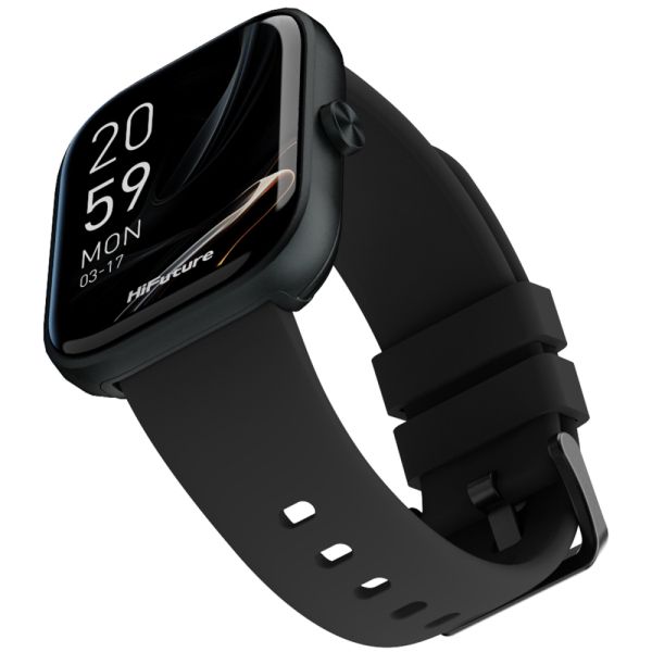 Часовник HiFuture Lume Black, 1.85 " IPS, Powered by Dual Core, Aerospace-Grade Ultra Light Aluminum Frame, Bluetooth Call, 3D User Interface, 1ATM Waterproof, 24/7 True Heart Rate & Blood Oxygen Sensor, 100+ Sports Mode, Up to 7 days daily use