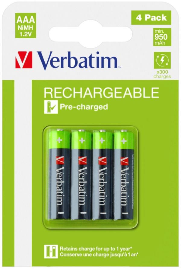 Батерия Verbatim Rechargeable Battery AAA 4 Pack / HR03