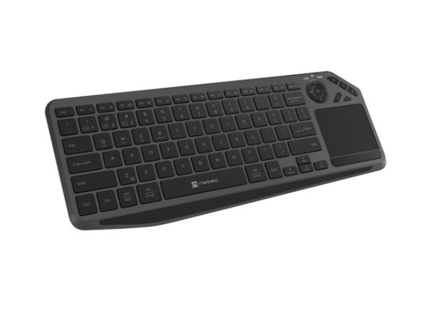 Клавиатура Natec Turbot 2 Keyboard, US, Wireless, BT, 2.4GHz, X-Scissors with Touchpad for Smart TV, Black-Gray