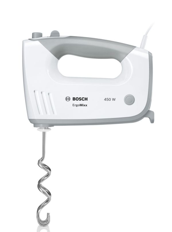 Миксер Bosch MFQ36400, Hand mixer, 450 W, 5 speed settings, additional pulse/turbo setting, white/grey