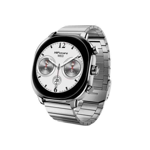 Часовник HiFuture AIX  Silver,  1.43"AMOLED, 466*466, Powered by Dual Core & Syntra AI, Bluetooth Call, 1ATM Waterproof, Sixth Generation Health Sensor, Stainless Steel, Up to 10 days daily use