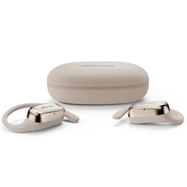 Слушалки HiFuture Sonify Champagne Gold, Open Ear Comfort, Bluetooth 5.4, 4 Mics ENC Calling System, Playtime up to 20 Hours, IPX5 Waterproof, 15mm Driver Bass Boost