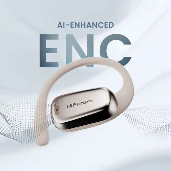 Слушалки HiFuture Sonify Champagne Gold, Open Ear Comfort, Bluetooth 5.4, 4 Mics ENC Calling System, Playtime up to 20 Hours, IPX5 Waterproof, 15mm Driver Bass Boost