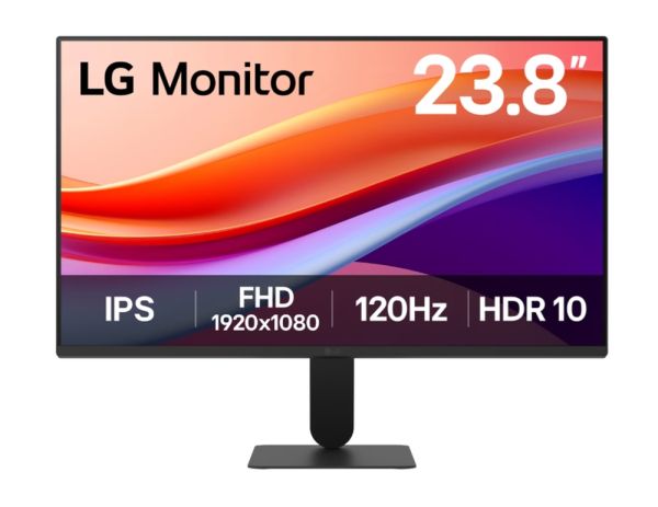 Монитор LG 24U41YA-B, 23,8" IPS, 1ms MBR, 5ms (GtG at Faster), 120Hz, 1500:1,  HDR 10 / sRGB 99%, Dynamic Action Sync, 250 cd/m2, Full HD 1920x1080, AMD FreeSync, VRR, Eye-care, LG Switch, Reader Mode, D-Sub, HDMI, Tilt, Black