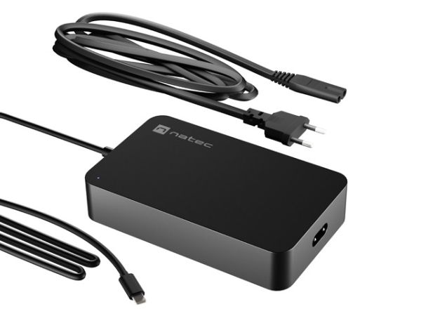 Адаптер Natec Grayling Laptop Charger, 90W, USB-C for laptops, tablets, phones
