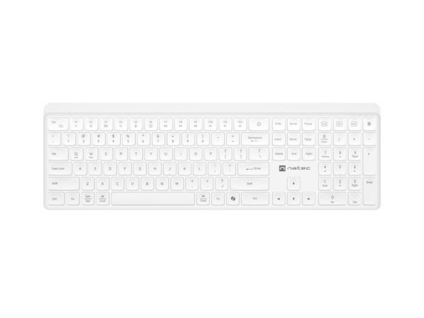 Клавиатура Natec Wireless Keyboard Tang US, BT+2.4GHz, Silent, Slim, White