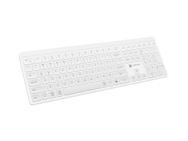 Клавиатура Natec Wireless Keyboard Tang US, BT+2.4GHz, Silent, Slim, White