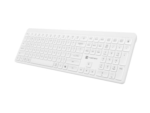 Клавиатура Natec Wireless Keyboard Tang US, BT+2.4GHz, Silent, Slim, White