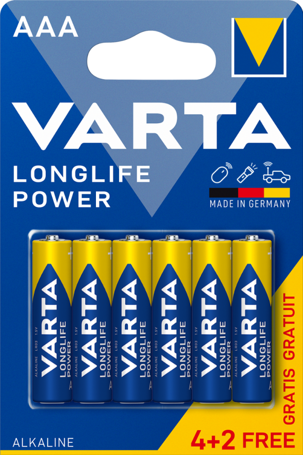 БАТЕРИЯ VARTA LR03 AAA POWER 4+2бр.