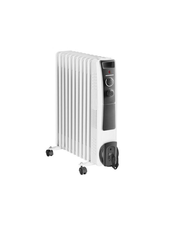 Електрически маслен радиатор Heinner HOH-Y11WB, 2500 W, 11 ребра, Защита от прегряване, Регулируем термостат, Бял