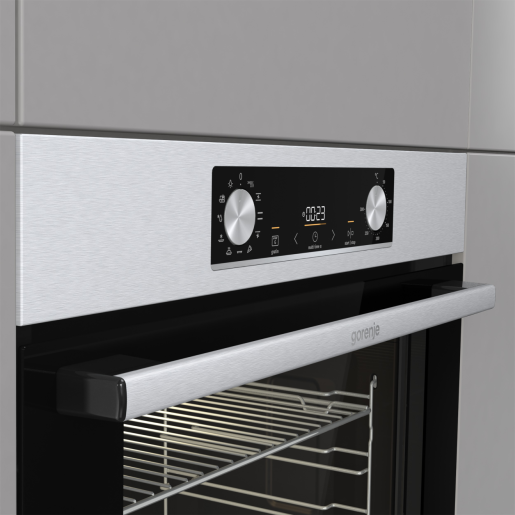 Фурна за вграждане Gorenje BO6735E02X – 77 литра, функция Пица, PerfectGrill, клас A