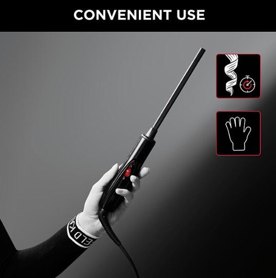 Маша Rowenta CF311LF0 Karl Lagerfeld – 10 mm тънък цилиндър, Keratin & Shine, 180°C, 30 сек нагряване