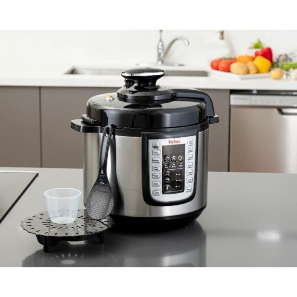 Мултикукър Tefal CY505EE0 Fast & Eco Pack – 6L, 25 програми, тенджера под налягане, сферична купа