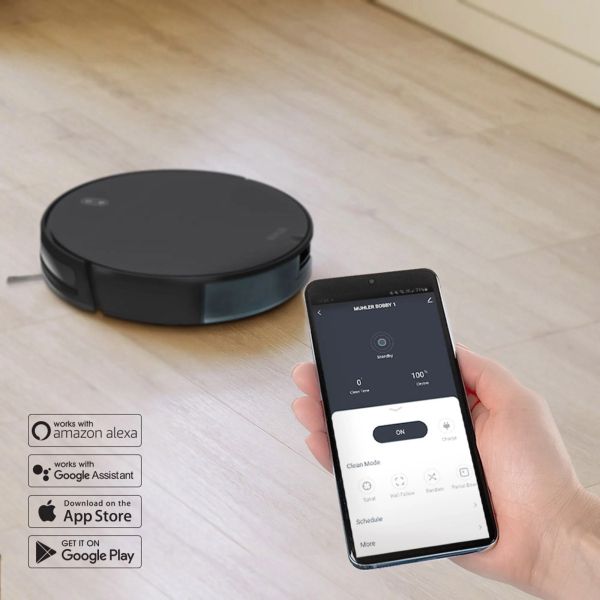 Робот прахосмукачка Muhler Bobby 1 – 2 в 1 сухо и мокро почистване, 1400 Pa всмукване, Wi-Fi управление